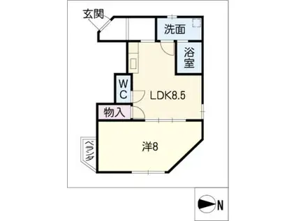 レジデンス港栄(1LDK/2階)の間取り写真