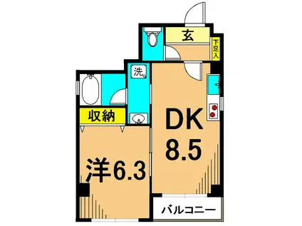 マンションオリエント(1DK/3階)の間取り写真