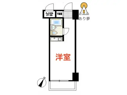 ライオンズマンション伊勢佐木長者町第3(ワンルーム/6階)の間取り写真