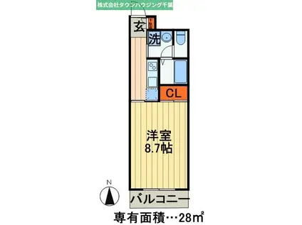 都町小川マンション(1K/5階)の間取り写真