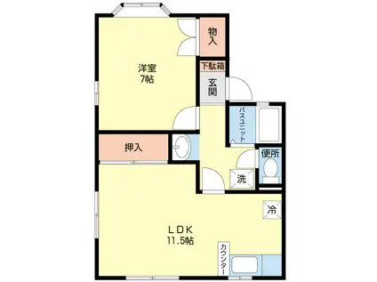 クレスト小串A(1LDK/1階)の間取り写真