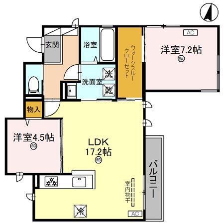 D-ROOM和歌山黒田II(2LDK/2階)の間取り写真