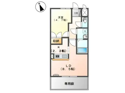 ウェンブリー(1LDK/1階)の間取り写真
