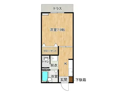 グラントワ博多(1K/2階)の間取り写真