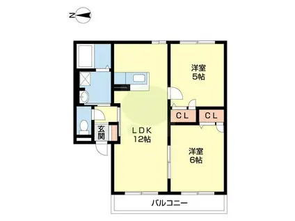 リッチンコートI(2LDK/1階)の間取り写真