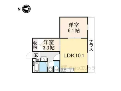 レオパレス堅田(2LDK/1階)の間取り写真