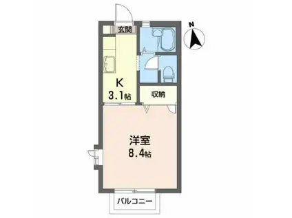 サンフラワーM(1K/2階)の間取り写真