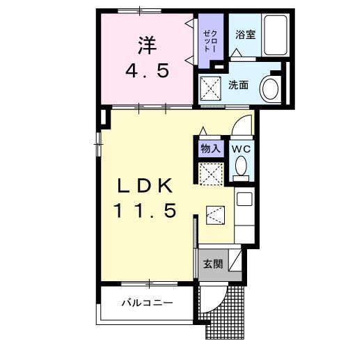 フォンターナ西大路(1LDK/1階)の間取り写真