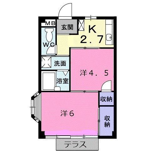 エルディム大谷(2K/1階)の間取り写真