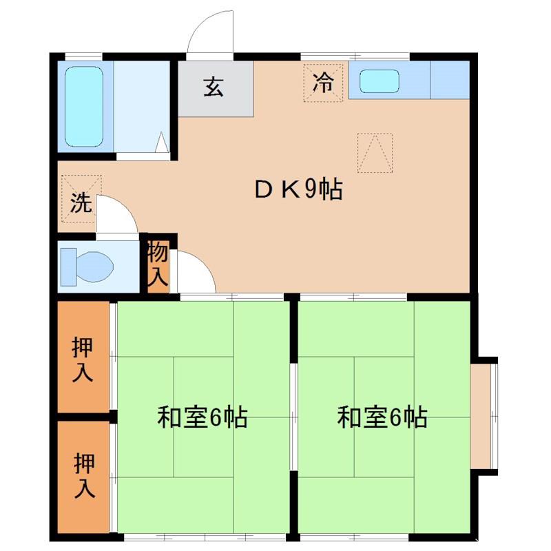 マルワレジデンス石下第二(2DK/1階)の間取り写真