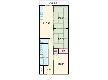 プレアール白水(3LDK/3階)の間取り写真