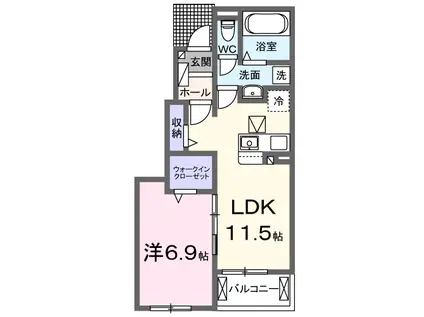 八街市ほ  1LDK(1LDK/1階)の間取り写真