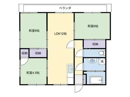 黒川第一マンション(3LDK/1階)の間取り写真