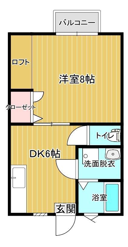 プレリットD棟(1DK/1階)の間取り写真