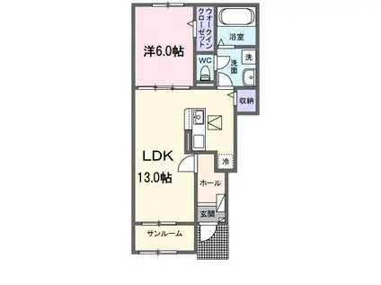 ラヴィベールアイ I(1LDK/1階)の間取り写真