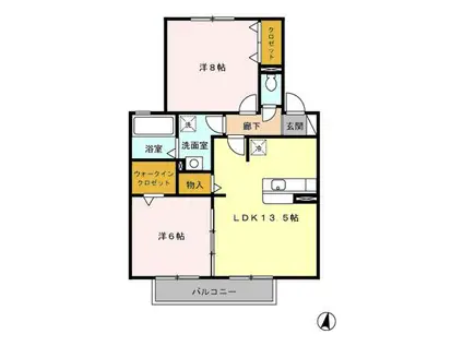 レクサス(2LDK/2階)の間取り写真