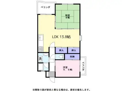 ラフェスタ彦根1(2LDK/3階)の間取り写真