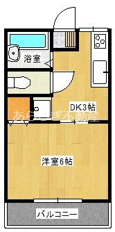SHIROWAハイツIII(1DK/2階)の間取り写真