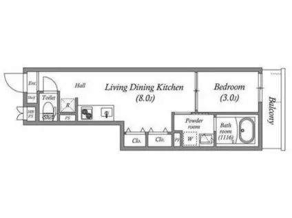 S-MOVE緑橋II(1LDK/4階)の間取り写真