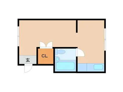 ラフォーレ塚口(1DK/2階)の間取り写真