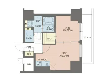 プレジオ西新井(1LDK/8階)の間取り写真