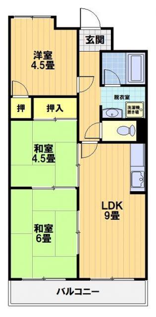 嵯峨野ロイヤルハイツ(3LDK/3階)の間取り写真