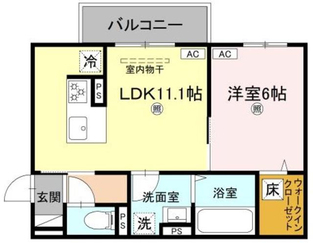 エレガンス ビュー(1LDK/1階)の間取り写真