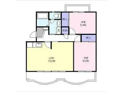 ソレアードみのる(2LDK/3階)の間取り写真