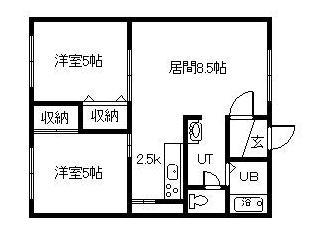 メゾンドエイシン(2LDK/2階)の間取り写真