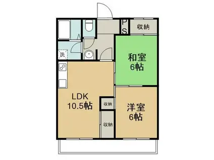 第2丸米ハイツ(2LDK/3階)の間取り写真