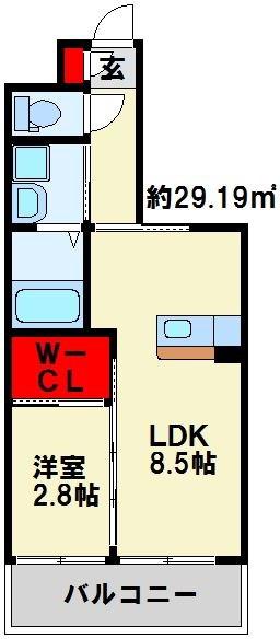 ウイングス重住(1LDK/9階)の間取り写真
