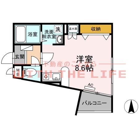 ロッヂングス・オーク(ワンルーム/3階)の間取り写真