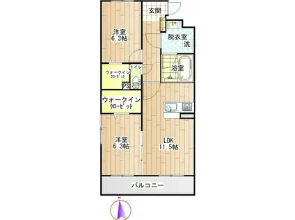 LUSORA OSATO(2LDK/1階)の間取り写真