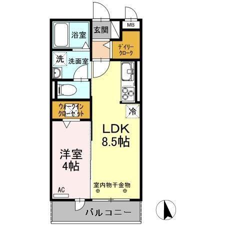 タウンコートI(1LDK/1階)の間取り写真