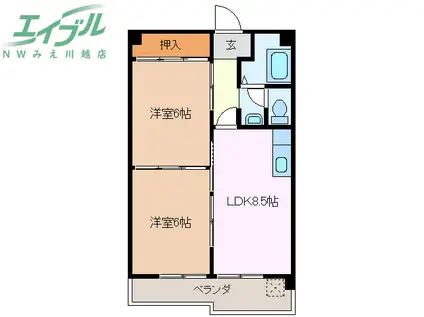 アミティエ四日市(2DK/3階)の間取り写真