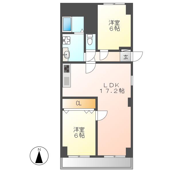 STプラザ御器所(2LDK/6階)の間取り写真