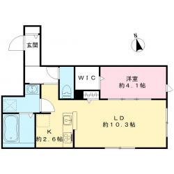 オリビア苦楽園(1LDK/1階)の間取り写真