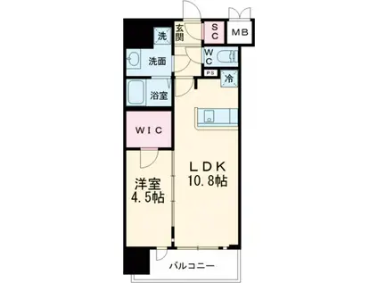 ソルテラス神戸栄町通(1LDK/5階)の間取り写真