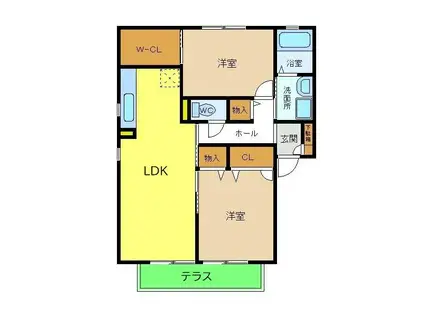 ガーデンパークA棟(2LDK/1階)の間取り写真