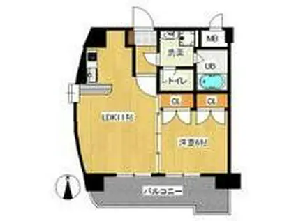 ウィルステージ古船場(1LDK/6階)の間取り写真