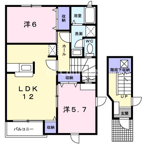 セントラル・ケイA棟(2LDK/2階)の間取り写真