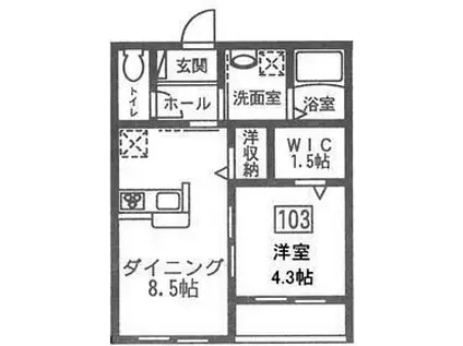 ヒログランデ(1LDK/1階)の間取り写真