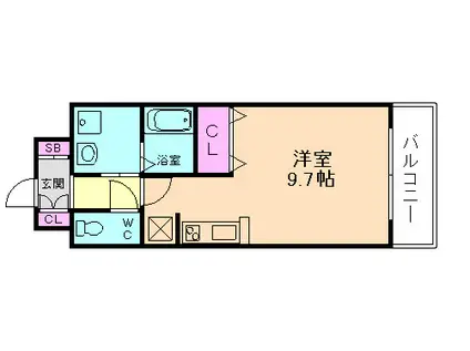 グランカーサ梅田北(ワンルーム/13階)の間取り写真