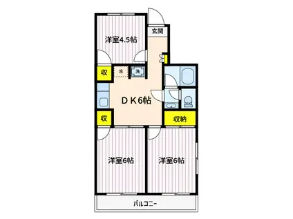 大竹ビル(3DK/4階)の間取り写真