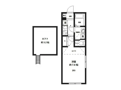 ブランシェつきみ野(1K/2階)の間取り写真