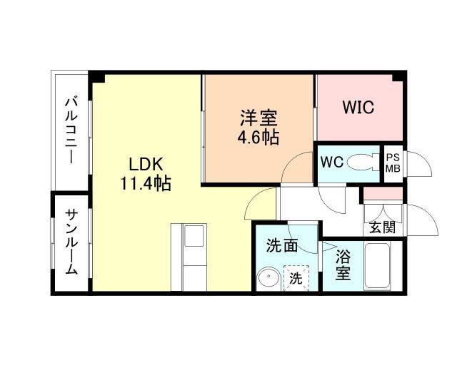 ルミナス(1LDK/1階)の間取り写真