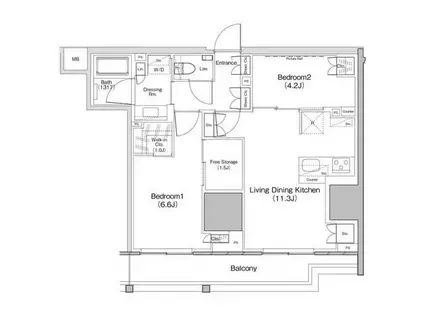 ザ・パークハビオ板橋区役所前(2LDK/5階)の間取り写真