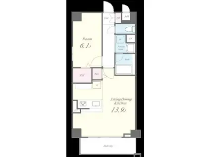 グランディール武蔵小杉(1LDK/2階)の間取り写真