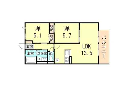 ベルハイム(2LDK/2階)の間取り写真