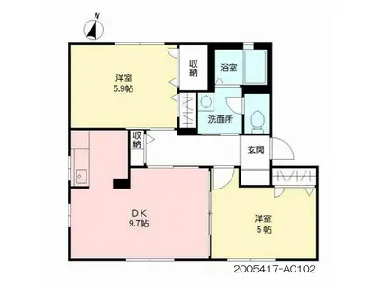 フォーレス花(2DK/1階)の間取り写真